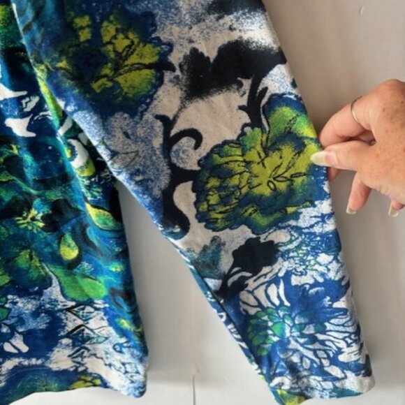 Weekends Chico's 2 Zip Jacket Long Sleeve Blue Green Artsy Vibrant L Statement - Picture 4 of 4